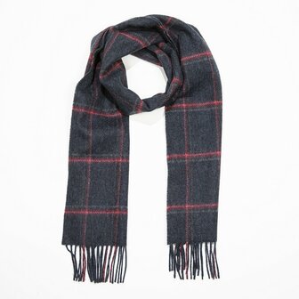 john hanly irish wool scarf short grey red pink check