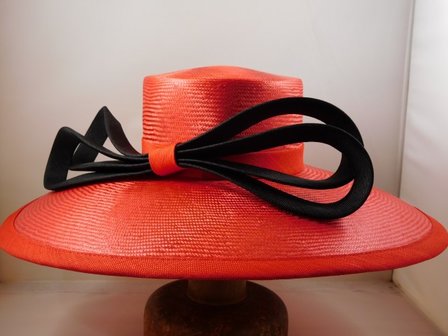 Whiteley Occasion Hat Parasisal Wide Brim Poppy/Black