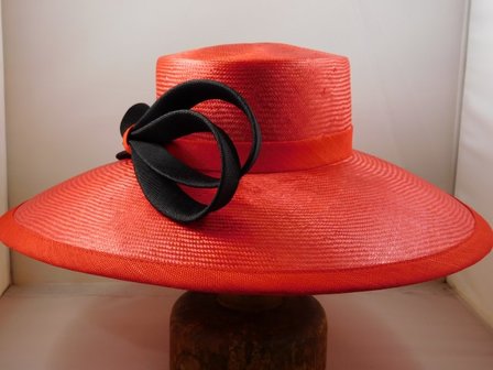 Whiteley Occasion Hat Parasisal Wide Brim Poppy/Black