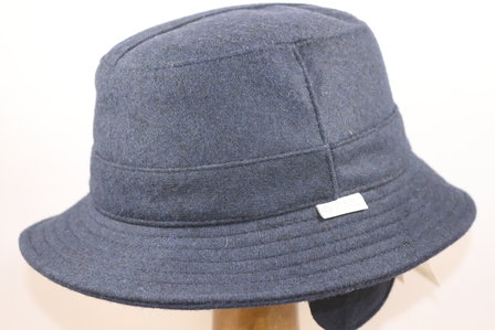 Hatland Thim Windstopper Wol Mix Bucket met oorkleppen Navy