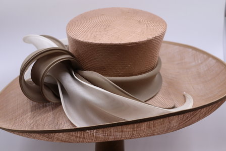 Whiteley Occasion Hat Parasisal Sinamay Silk Latte Ivory