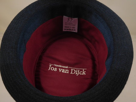 Jos van Dijck Pork Pie wol tweed blauw