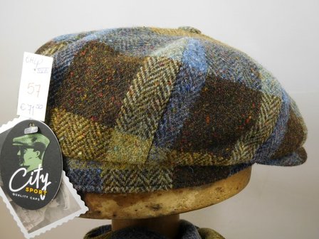 City Sport Newsboy Cap Donegal Tweed Groen Blauw