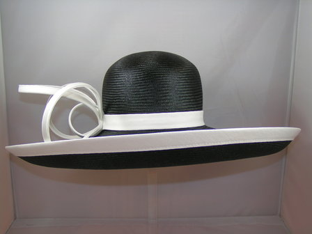 Whiteley Occasion Hat Mable Parasisal  Turn Up Brim BLACK WHITE