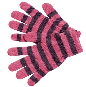 Fiebig kinder knitted handschoenen streepjes Roze en Grijs