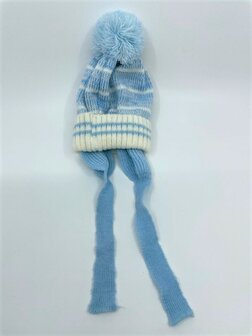 Fibi Knitted babymuts met pompom Blauw