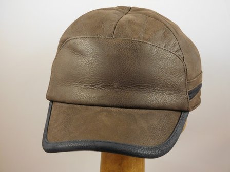  Stetson Cowhide Leather Baseballcap Earflaps Dark Brown