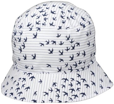 Fibi by Fiebig kinder vissershoed Wit en Blauw met vogel motief 