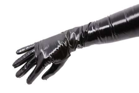 lange handschoenen dominica wet look lak zwart
