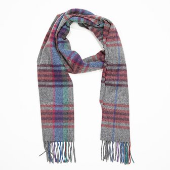 john hanly irish wool scarf medium grey red blue check