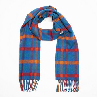 john hanly irish wool scarf medium blue orange red check