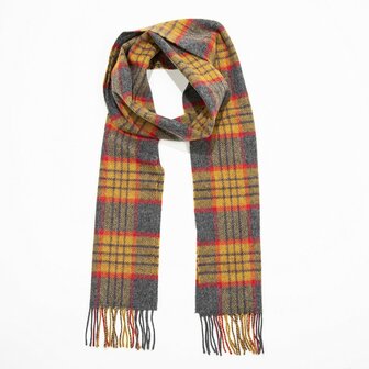 john hanly irish wool scarf long yellow red grey check
