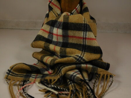 john hanly irish wool scarf short camel of merrick tartan