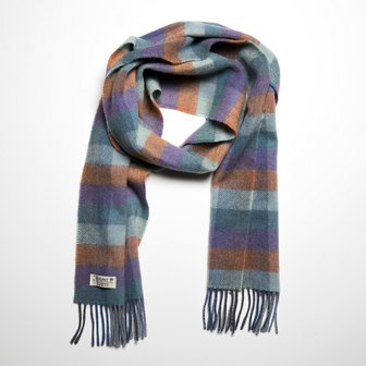 john hanly irish wool scarf long mint orange heather block