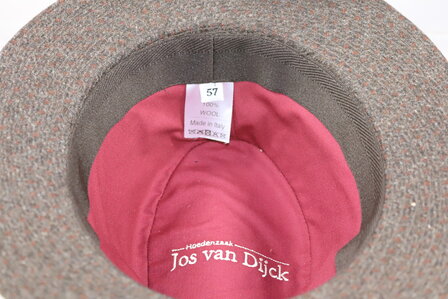 jos van dijck fedora tweedhoed plaid magenta bruin