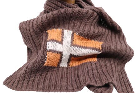 Merino Wolmix knitted Sjaal Noorse vlag Bruin