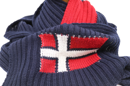 Merino Wolmix knitted Sjaal Noorse vlag navy