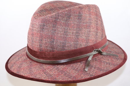 Jos van Dijck Fedora Tweedhoed Plaid Bordeaux