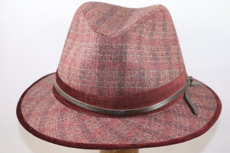 Jos van Dijck Fedora Tweedhoed Plaid Bordeaux