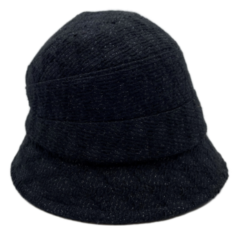 bronte cloche hoed chanel look wolmix zwart