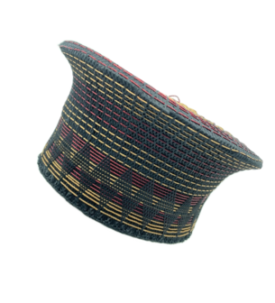 isicholo traditional zulu matron hat black bordeaux and beige