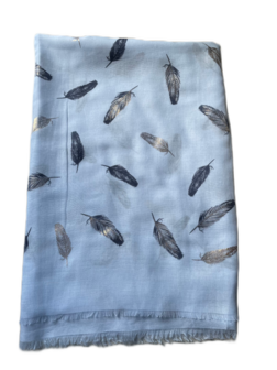 onkar zomer sjaal feathers viscose light blue and gold