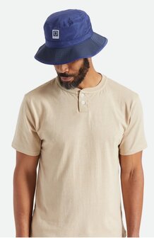 brixton beta packable bucket hat navy and sky blue