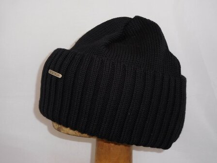 stetson beanie northport merino wool knit black