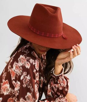 Brixton Leigh Fedora Woolfelt Burnt Henna Hoedenzaak Jos van
