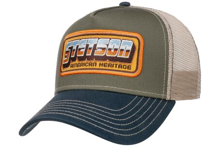 stetson trucker cap chrome american heritage olive jeans