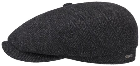 stetson newsboy cap hatteras woolrich herringbone dark grey
