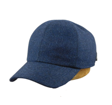 wigens baseball classic cap met oorklep wol blue melange
