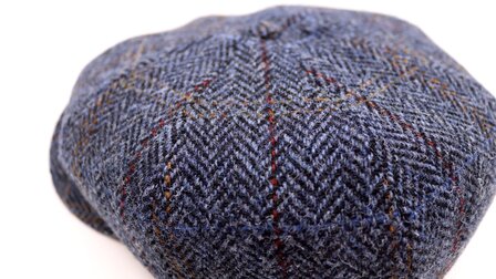 wigens newsboy retro cap wool herringbone harris tweed blue