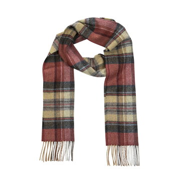 john hanly irish wool scarf long red grey straw plaid
