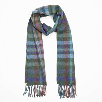 john hanly irish wool scarf medium green purple blue check