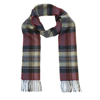 john hanly irish wool scarf short red straw graphite plaid