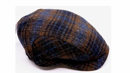 wigens ivy contemporary flat cap new wool tartan blue brown