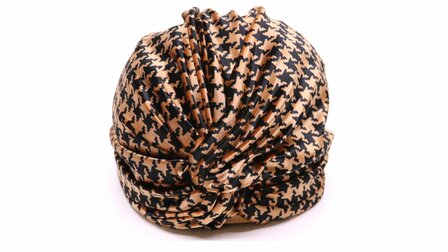 jos van dijck turban velvet pied de poule black and bronze