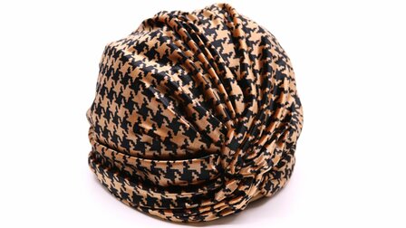 jos van dijck turban velvet pied de poule black and bronze