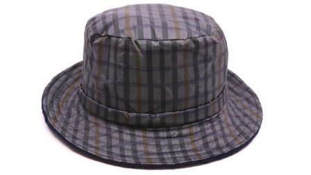 panizza regenhoed met voering tartan grijs
