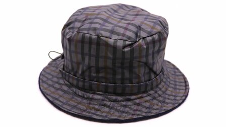 panizza regenhoed met voering tartan grijs