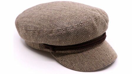 brixton fiddler fisherman cap herringbone brown