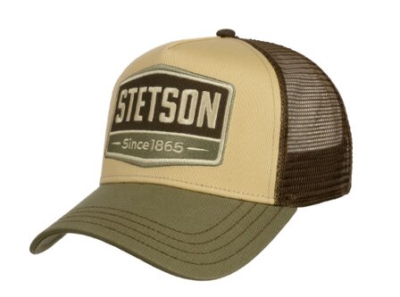 stetson trucker cap highway olive beige