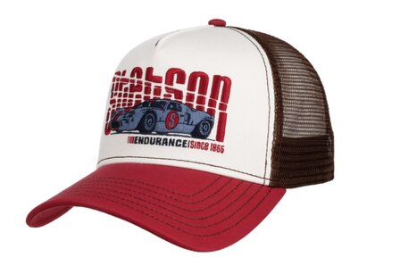 stetson trucker cap endurance brown and red