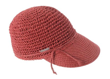 seeberger visor cap crochet papierstro ruby red