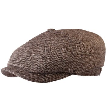 stetson hatteras newsboy cap silk herringbone brown caramel