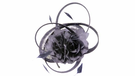 maddox fascinator disc sinamay krul en bloem black