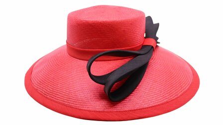 whiteley occasion hat parasisal Wwide brim tulip red and black