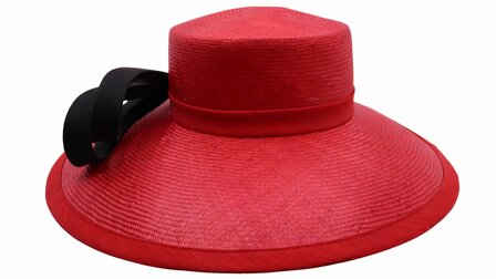 whiteley occasion hat parasisal Wwide brim tulip red and black