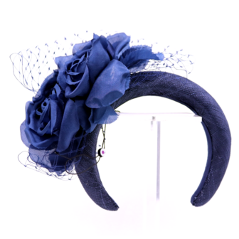 maddox haarband flowers and voile sinamay navy